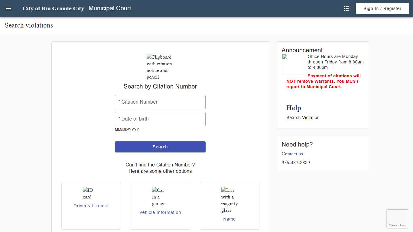 Search - Search violations - Municipal Court - City of Rio Grande City - Municipal Online Services